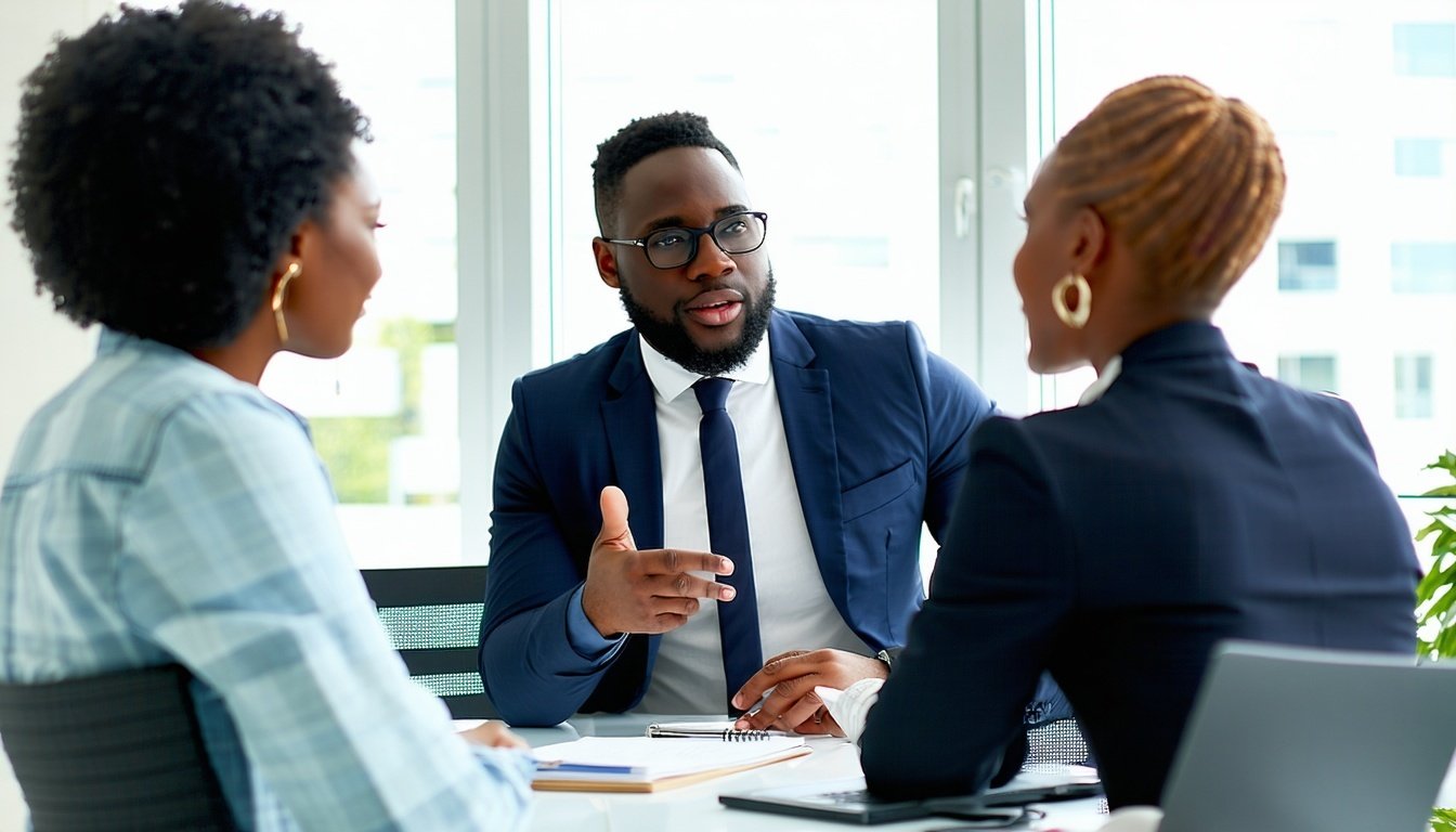 Business consultant advising minority business owners