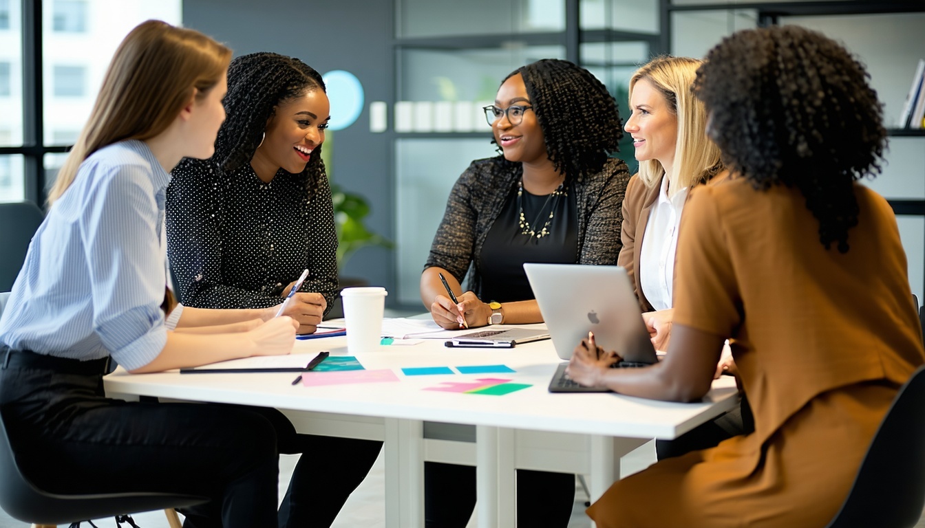 Women entrepreneurs collaborating on a business strategy