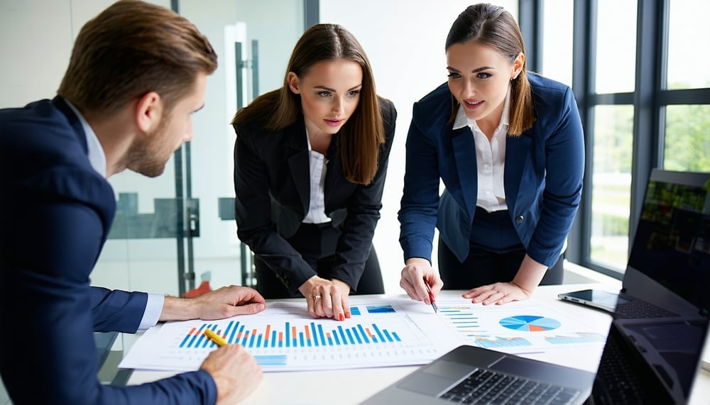 Business professionals collaborating on a project Business professionals collaborating on a project